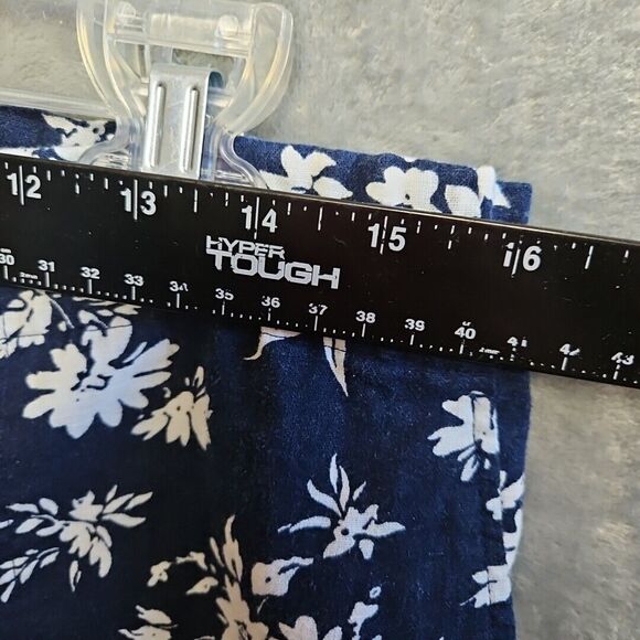 Lauren Ralph Lauren Women's Med Blue  Floral Cropped Pants linen blend wide leg - Picture 6 of 12